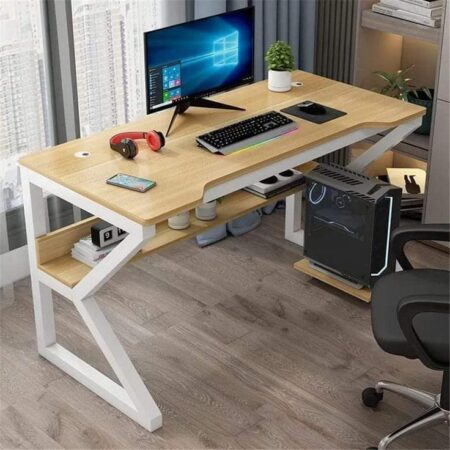 Bureau métal bois stratifié avec multiprises encastrable