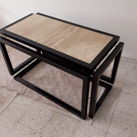 Table basse rivière métal et granit TR10402
