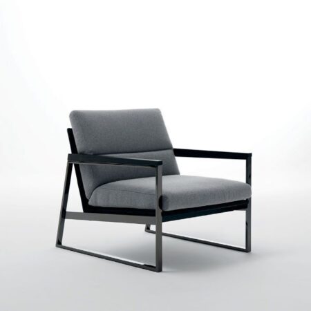 Fauteuil design metal noir et habillage tissus gris Success